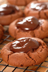 Cocao cookies with chocolate covered maraschino cherries