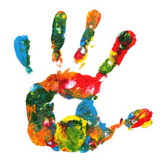 Multicolored hand print