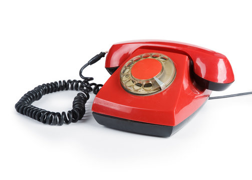 An old red phone