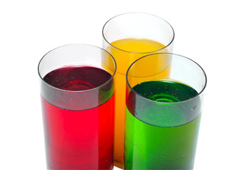 glasses with colored drinks