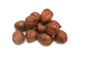 Pile of nuts isolated on white.