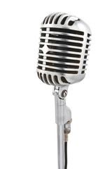 Microphone on stand isolated on white