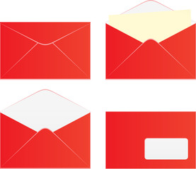 isolated colored envelopes
