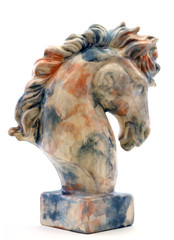 Beautiful horse head statue with marble surface.