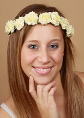 woman with crown of flowers