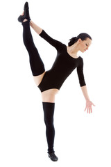 Fototapeta premium fitness instructor in black leotard