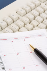 calendar and computer keyboard