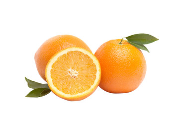 Juicy oranges on a white.