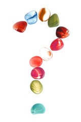 colorful stones with question mark shape