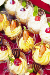 dessert glass with strawberry and cherry fruit