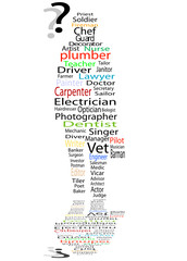 Career options text silhouette