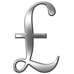 3D Silver Pound Symbol