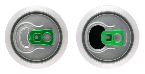 Opened and closed beverage cans