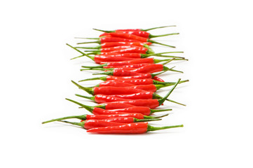 Red chili peppers isolated on the white