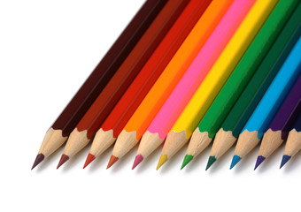 Fototapeta premium Colorful crayons arranged in line