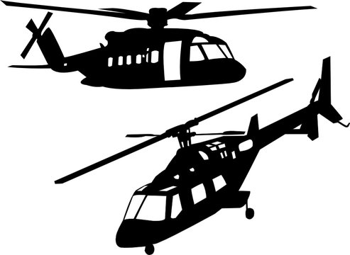 helicopters silhouette - vector