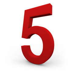 Number Five on White Background