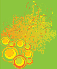 Fototapeta na wymiar Green background with yellow circles vector ilustration