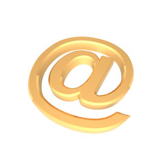 Gold e-mail sign isolated on white