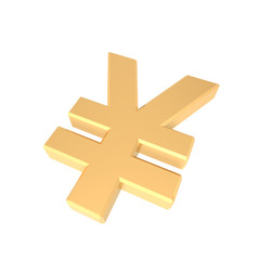 Gold Yen sign isolated on white