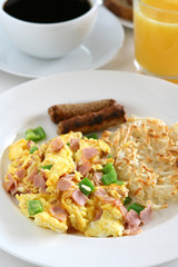 Breakfast  - Scrambled Eggs, Sausage and Coffee