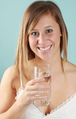 woman with glass of water