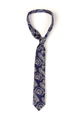 The blue man's necktie on white background