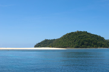 tropical island - sea, sky and palm trees