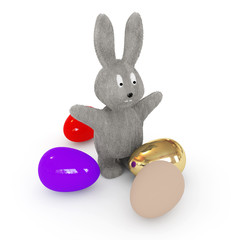 easter bunnies is among the eggs