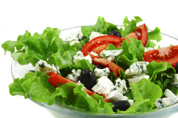 vegetable salad and danish blue cheese