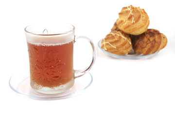 light black tea and cakes