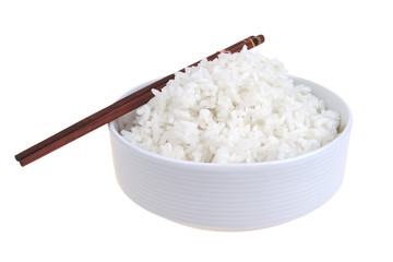 Fototapeta na wymiar cooked china rice and porcelain bowl