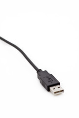 A close up of an usb cable isolated on white