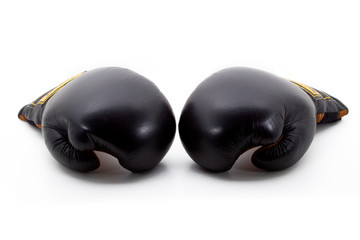 two black boxing gloves isolated on white