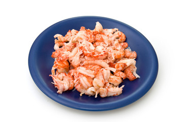 Crayfish on a blue plate