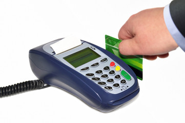 Payment terminal and human hand