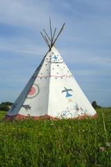 Peel and stick wall murals Indians tipi