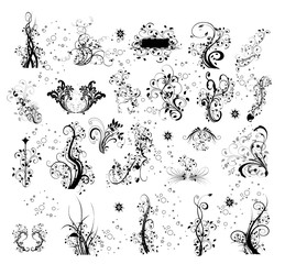 multifloral noir et blanc étoiles et cercles