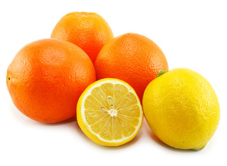 Citrus fruits (lemon and orange) isolated