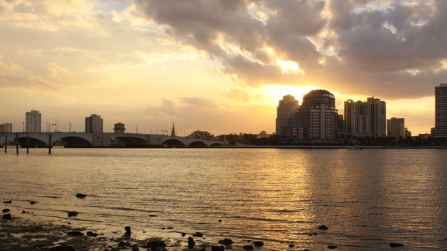 Waterfront Cityscape Sunset Timelapse (HD NTSC)