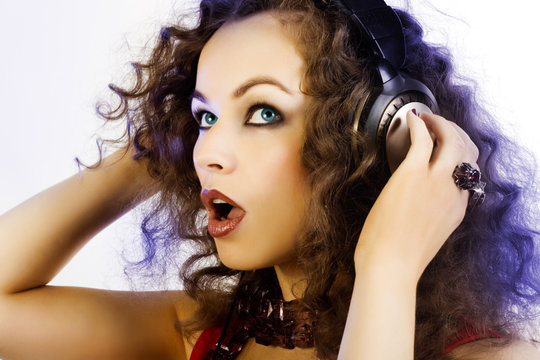 DJ girl in headphones