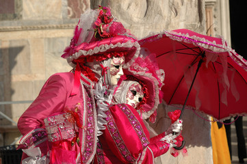 Fototapeta na wymiar Venice Carnival 2008 Masked Person