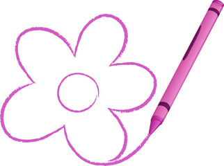 Flower drawn by crayon - vector illustration