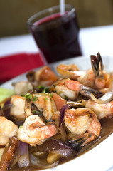 camaron saltado shrimp peruvian food native dish