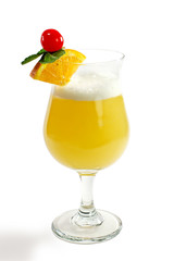 Cocktail with a lemon and a cherry