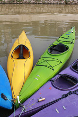 Kayaks on the riverside