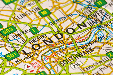 London Map close-up. 