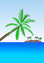 Fototapeta na wymiar palmier et ile a l'horizon