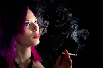 Alternative Teenager Smoking a Cigarette