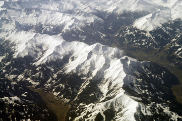 Aerial viewed mountains
